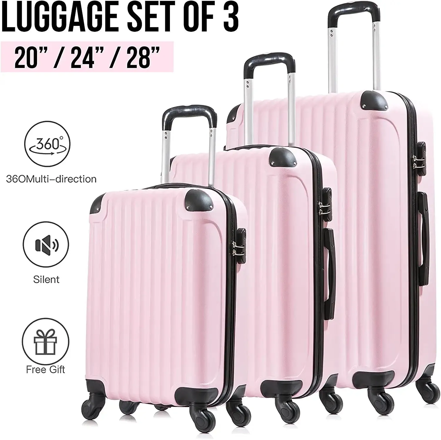 3 Piece Suitcase with Spinner Wheels, Luggage Suitcases Lightweight Clearance, Travel Luggage Set Includes 20 /24 /28 Inch