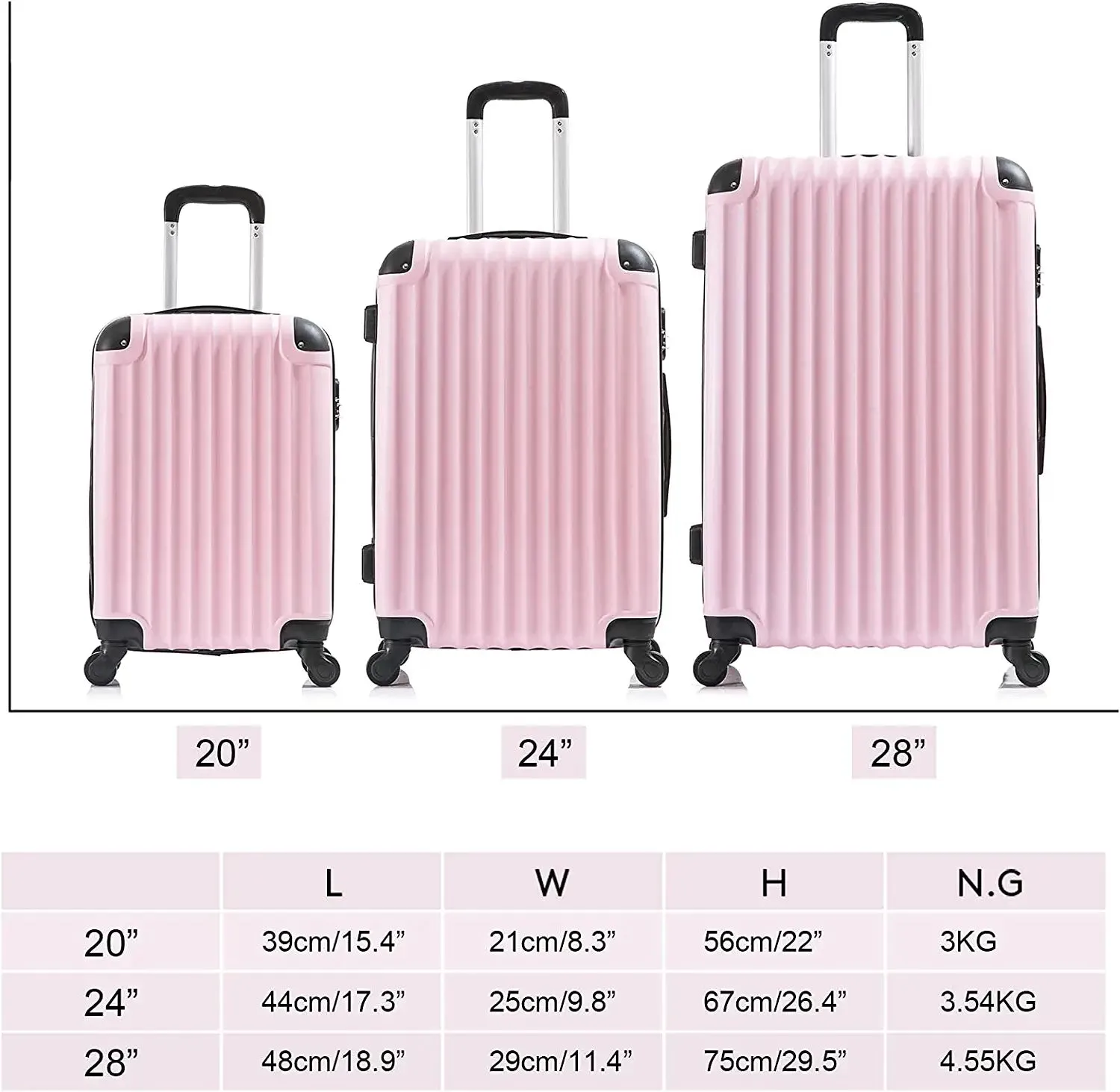 3 Piece Suitcase with Spinner Wheels, Luggage Suitcases Lightweight Clearance, Travel Luggage Set Includes 20 /24 /28 Inch