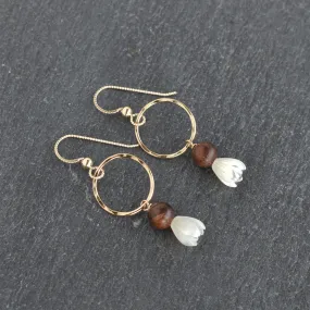 8mm Pikake with Rosewood Hoop Earrings