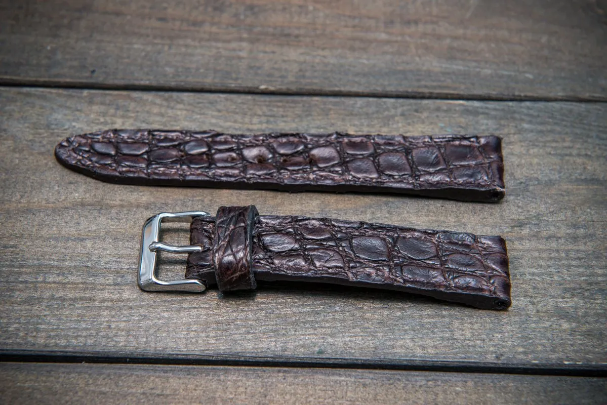 Alligator dark brown, handmade in Finland.