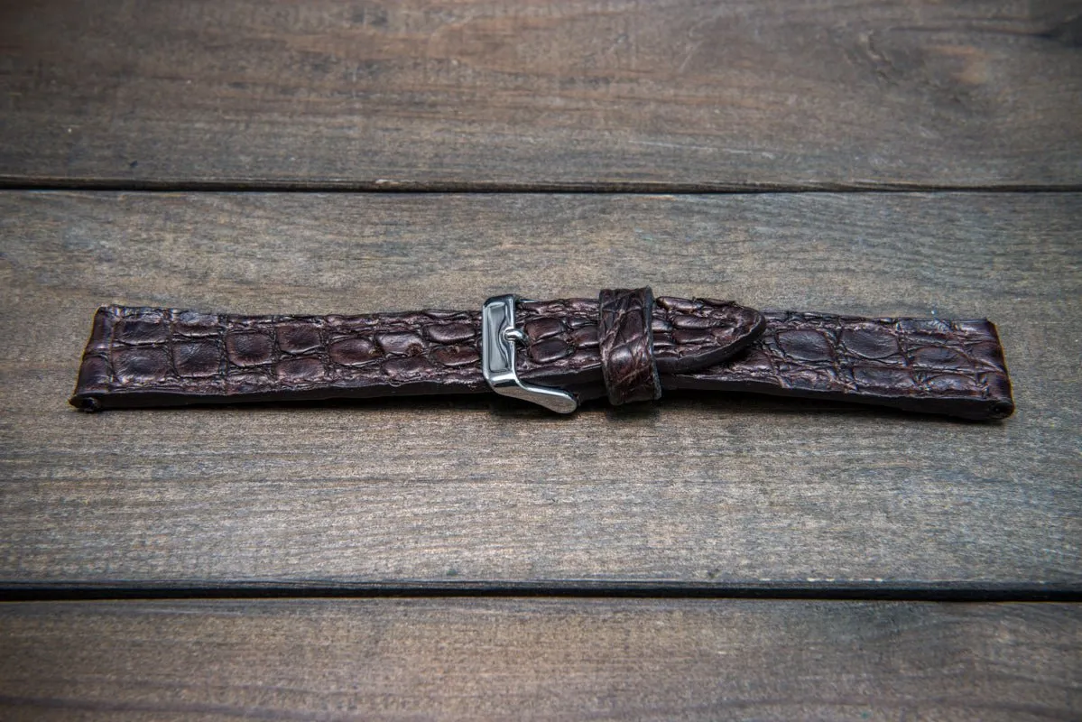 Alligator dark brown, handmade in Finland.