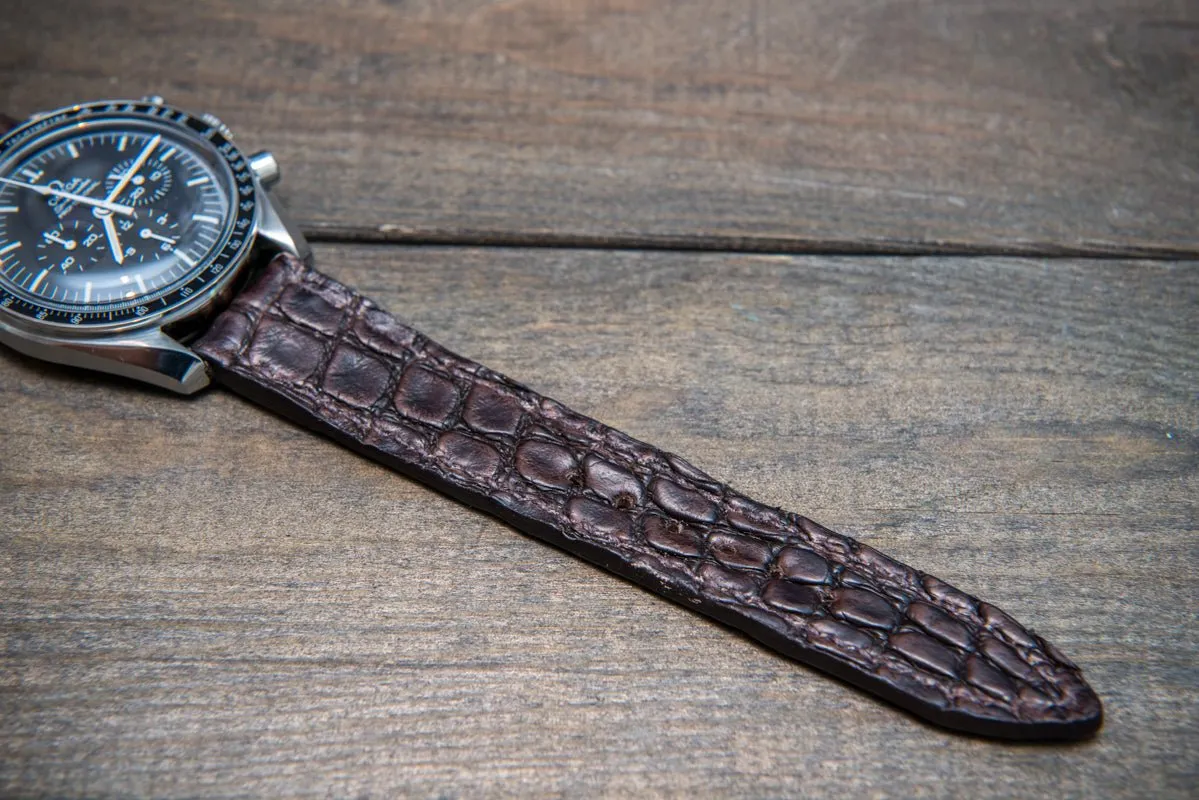 Alligator dark brown, handmade in Finland.