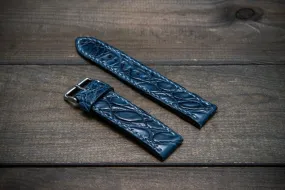 Alligator watch strap, Dark Blue, handmade in Finland