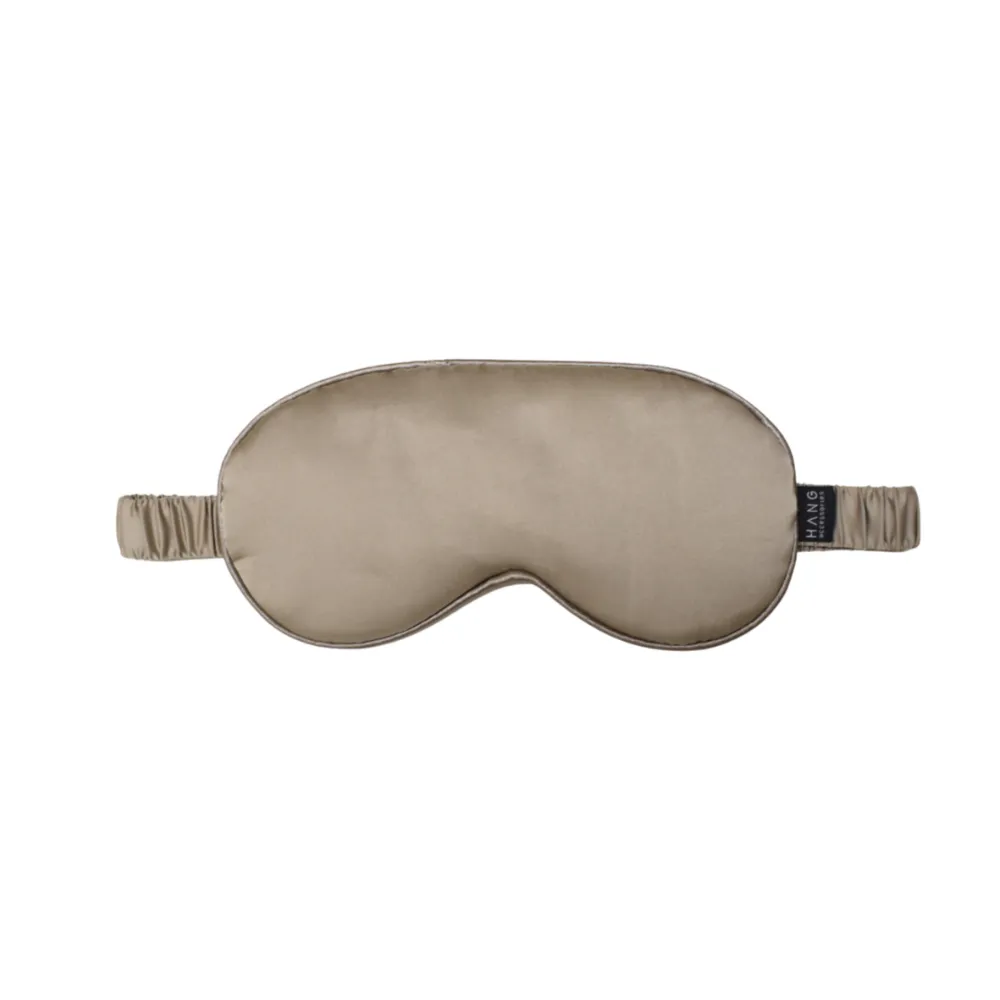 Amalfi Lemon Satin Memory Foam Neck Pillow and Taupe Satin Eye Mask Set