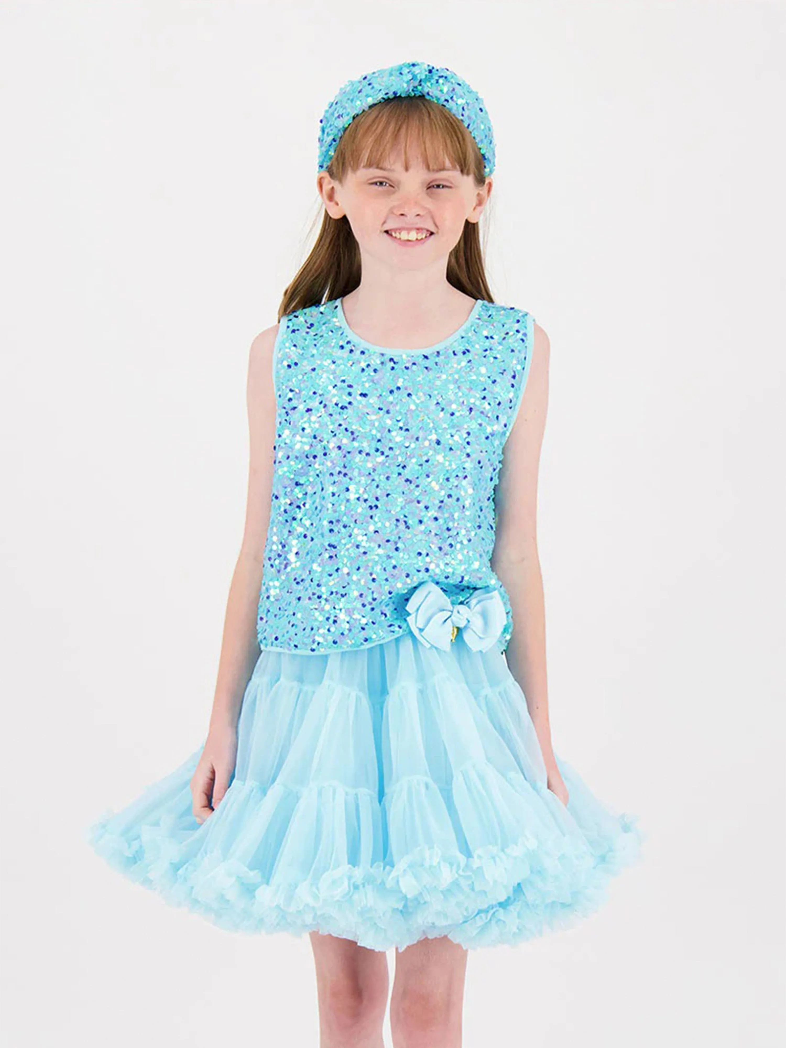 Angels Face Girls Diva Sequin Top in Blue