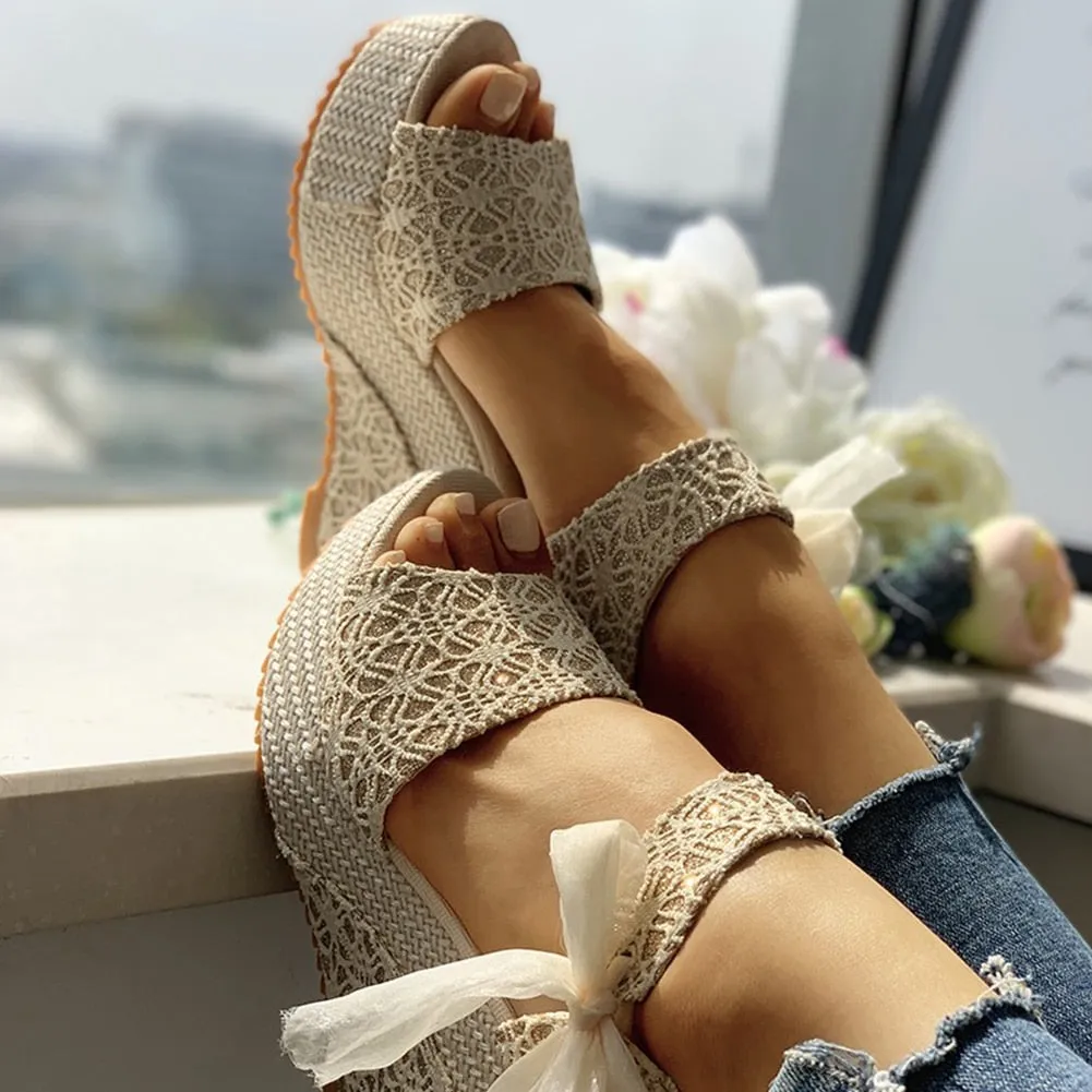 Beautiful Floral Women Wedges Sandal