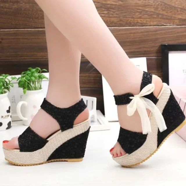 Beautiful Floral Women Wedges Sandal