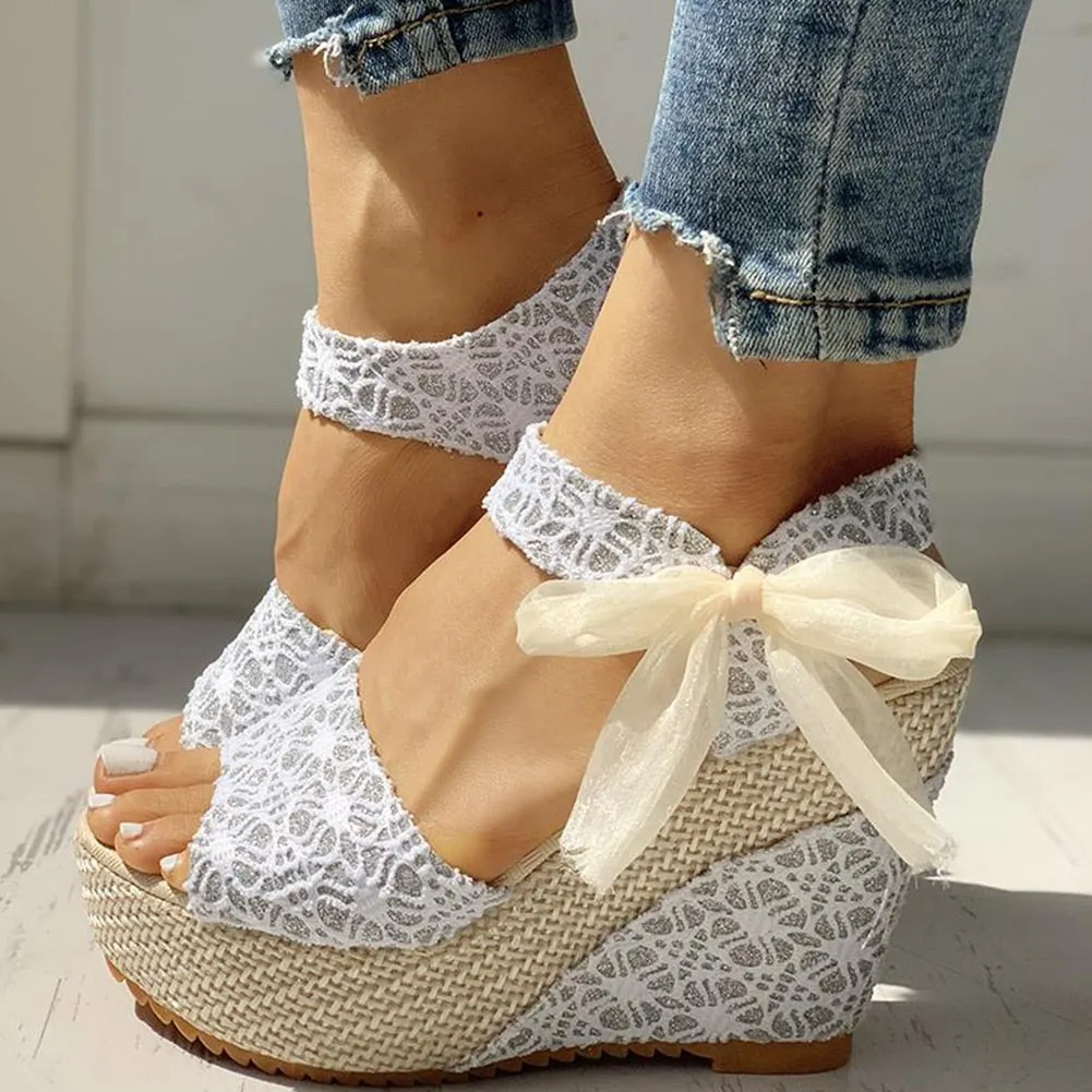 Beautiful Floral Women Wedges Sandal