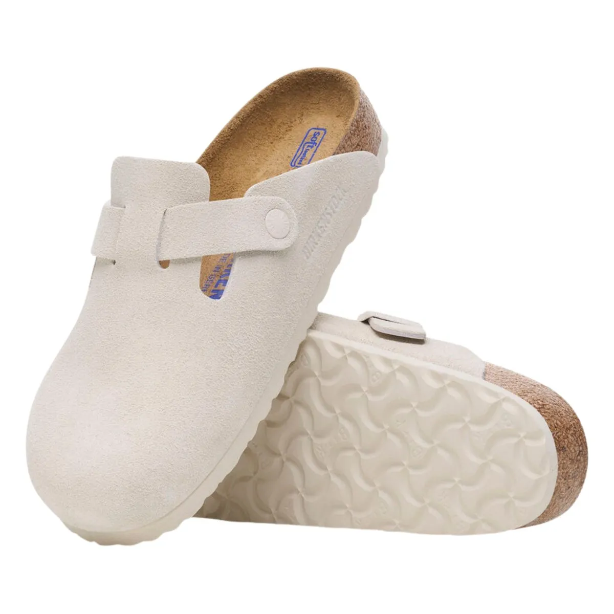 Birkenstock Men's Boston Soft Footbed Antique White Suede