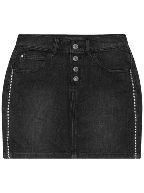 Black Denim Mini Skirt (7-16)