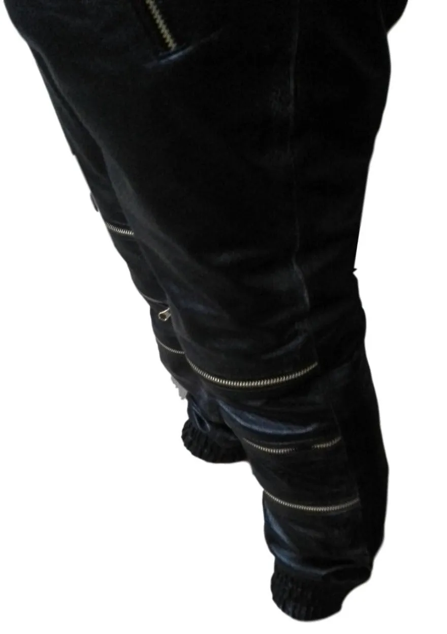 Black Snakeskin Pants Mens | Knee Zippers