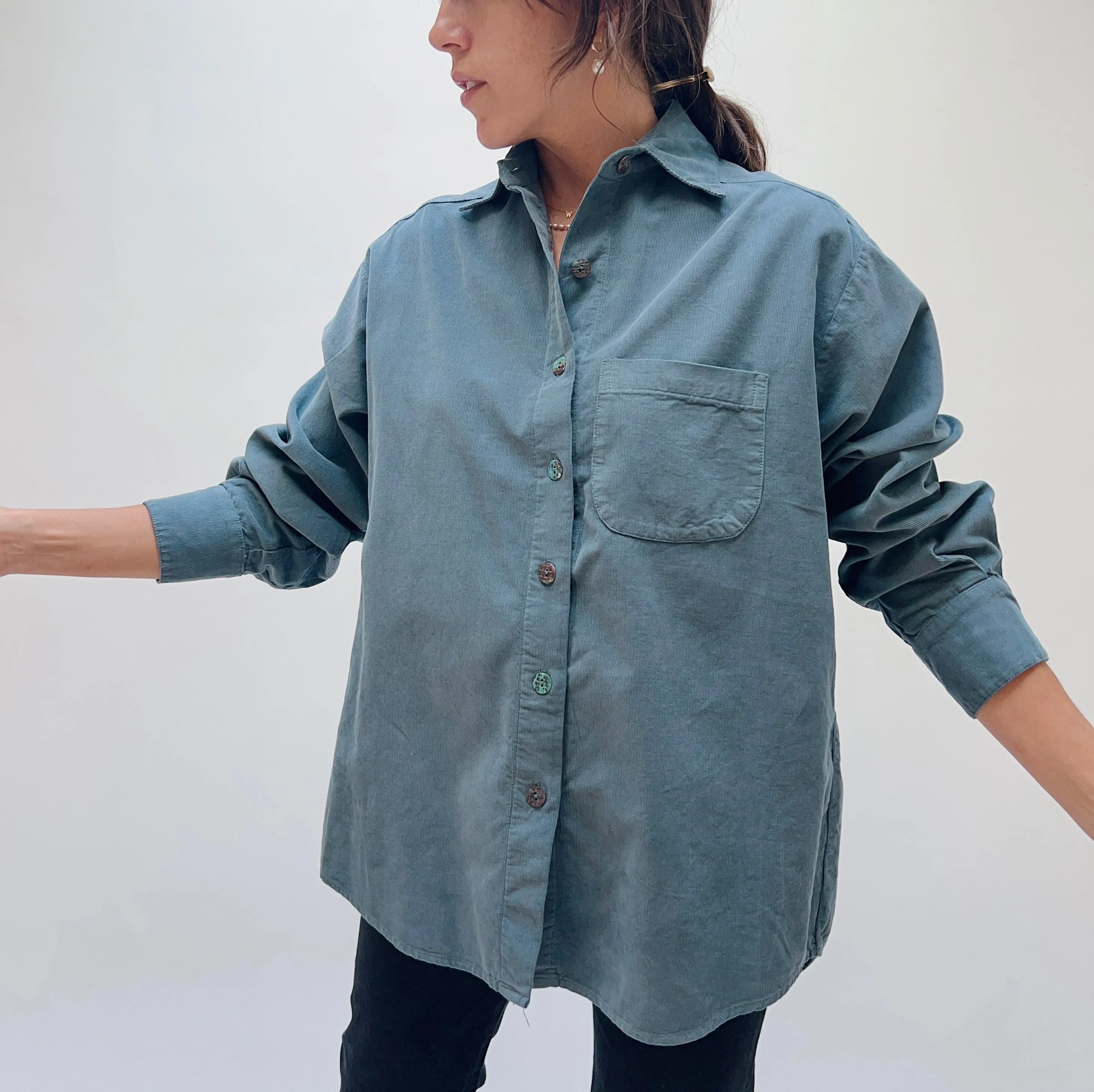 Bryn Walker | Corduroy Boyfriend Button Down in Ventana