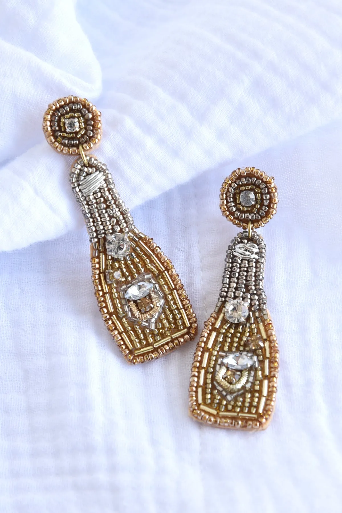 CHAMPAGNE BOTTLE EARRINGS -GOLD