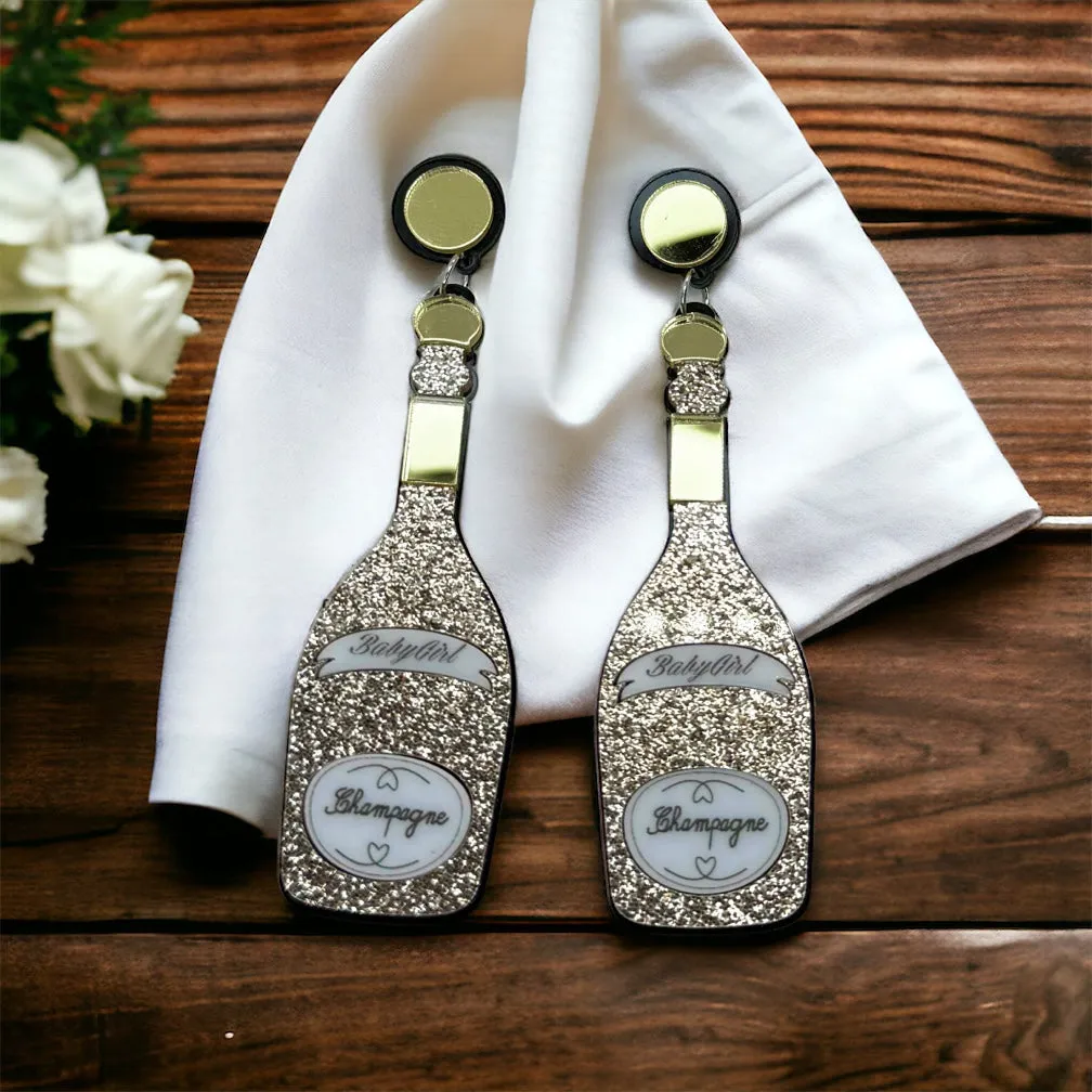 Champagne Earrings - Champagne Bottle, Wine Earrings, Wine Jewelry, Poppin Bottles, Wine Accessories