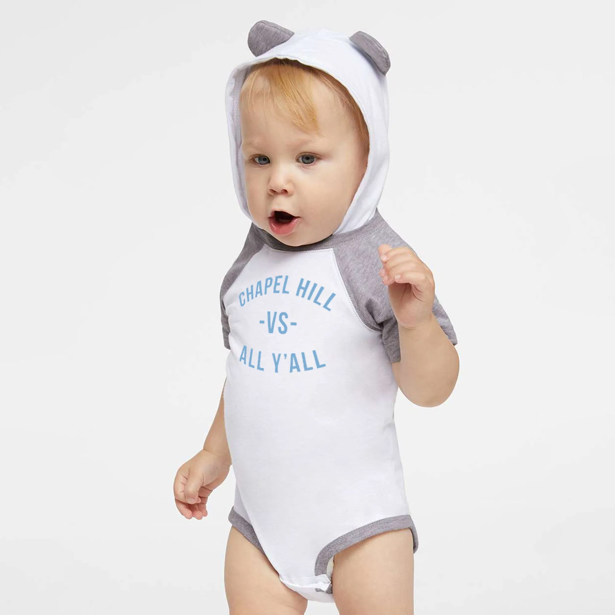 Chapel Hill VS All Y'all Bear Ears Infant Creeper - White/Grey