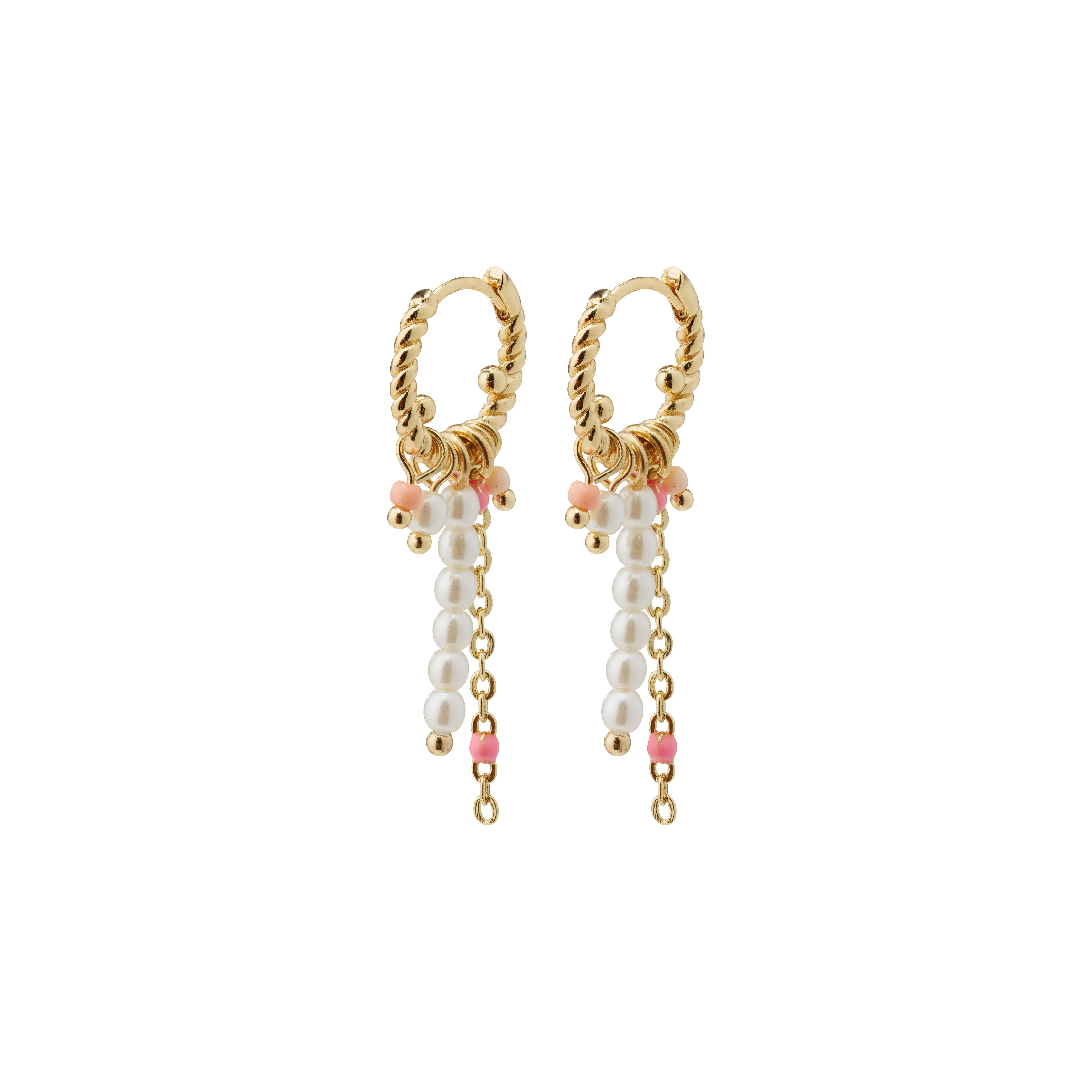 CHATERINE rose colored twirl hoop earrings gold-plated