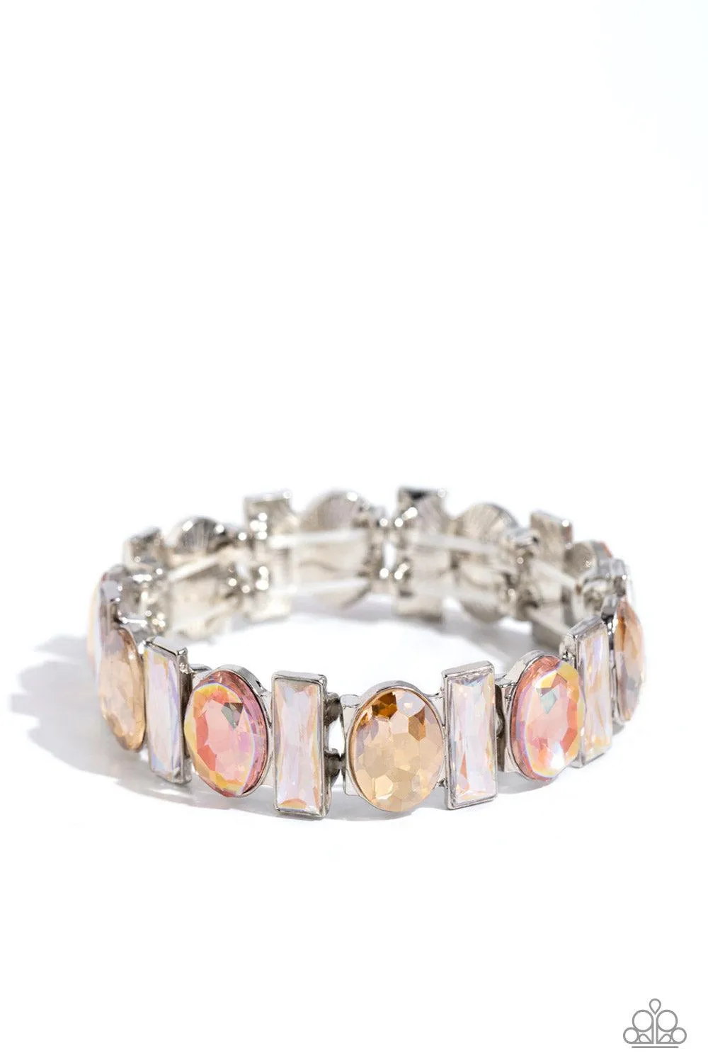 Complimentary Couture Multi Peach & Topaz Rhinestone Bracelet - Paparazzi Accessories