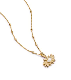 Daisy Mother of Pearl Flower Necklace 18ct Gold Plate