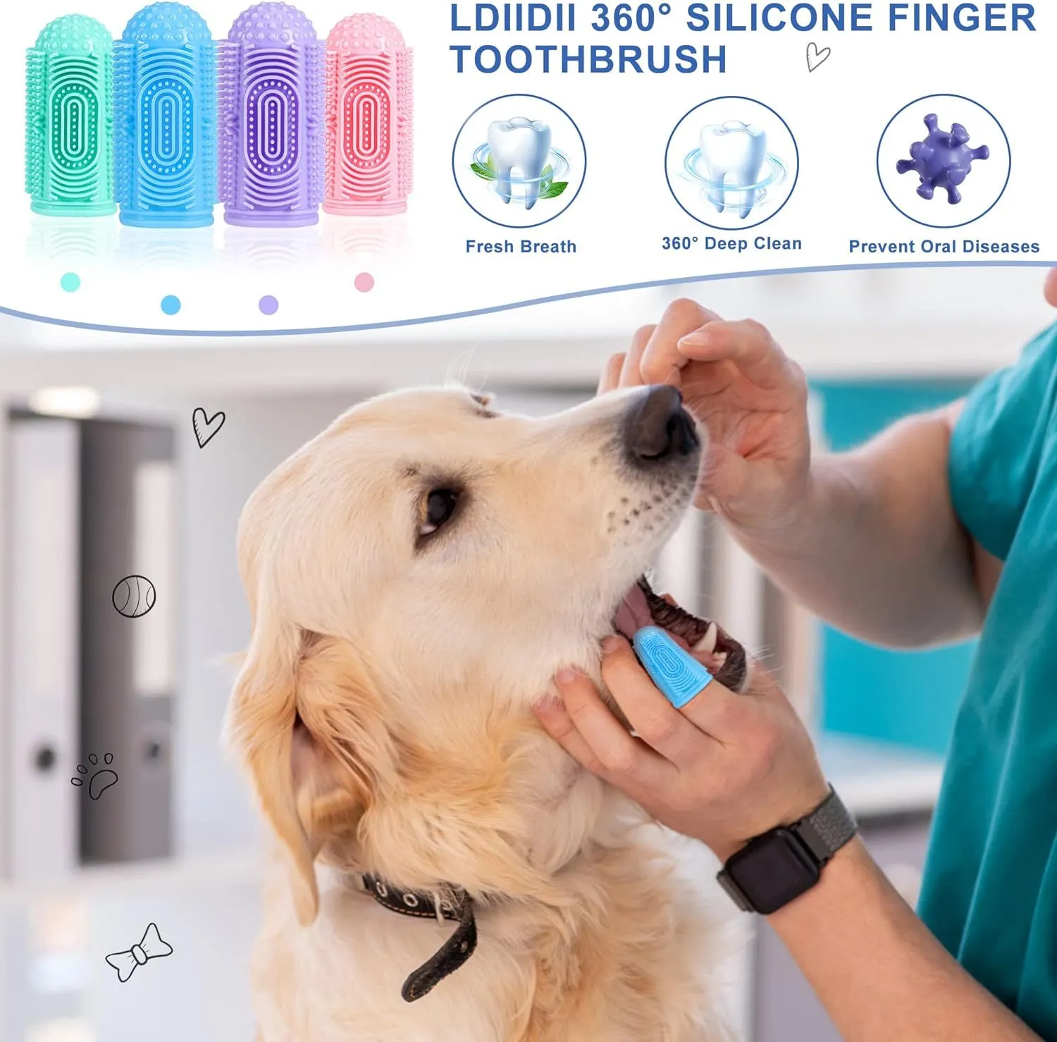 Dog Toothbrush and Cleaning Kit, Dog Finger Toothbrush, Cat Toothbrush