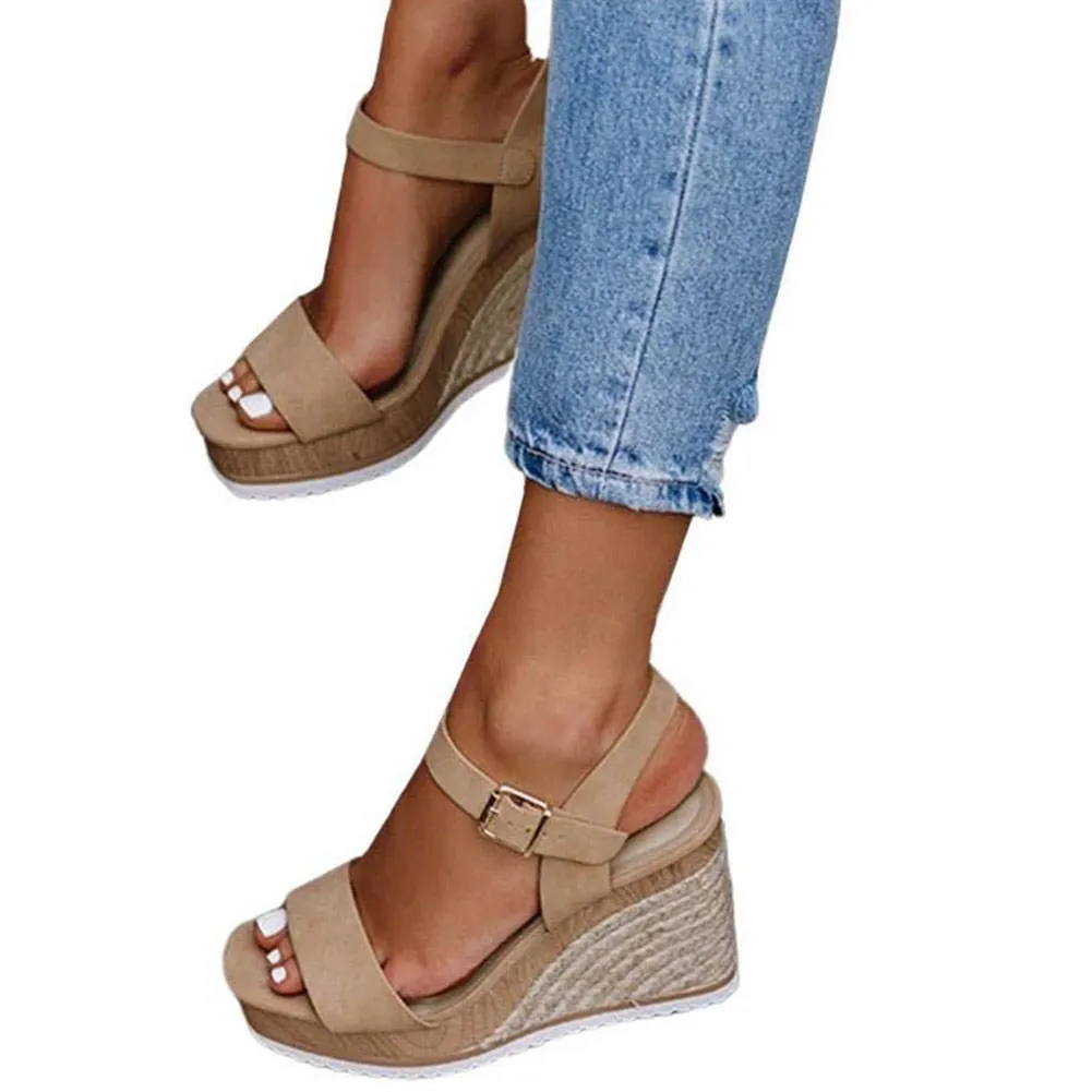 Elegant Buckle Strap Transparent Wedges Sandal