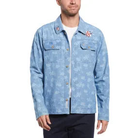 Embroidered Floral Print Denim Jacket