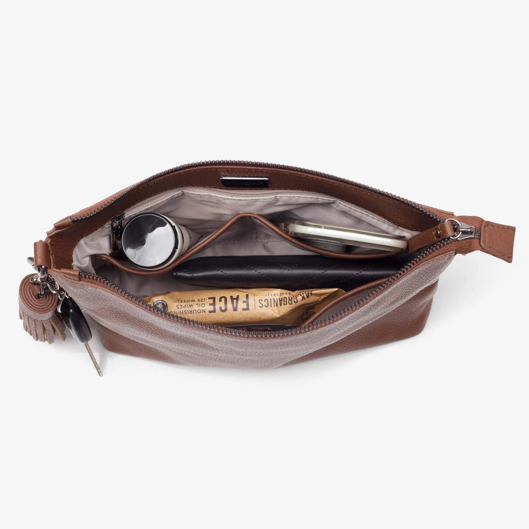 Everyday Leather Crossbody Bag   Bottle Gift Set - Tan