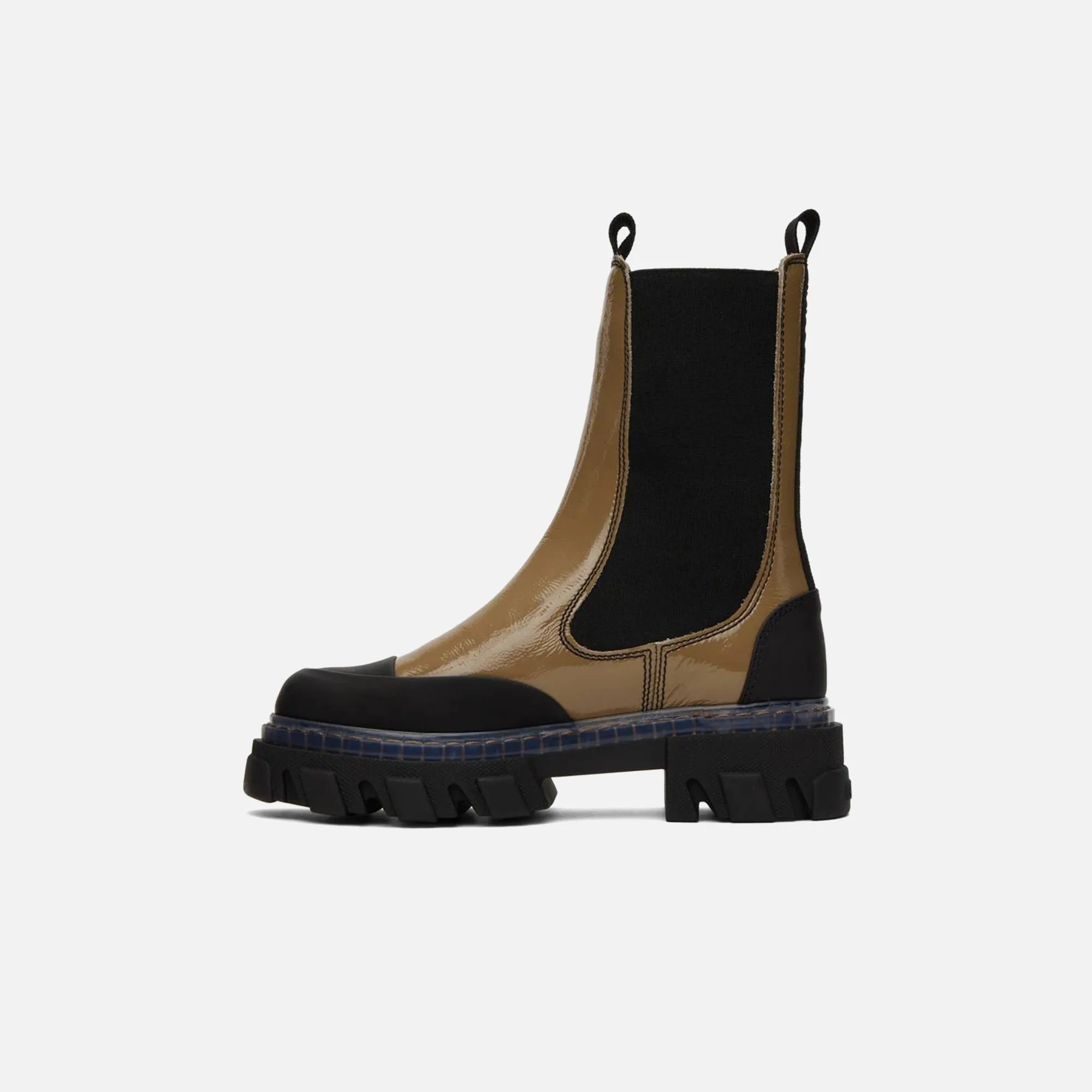 Ganni Cleated Heeled Mid Chelsea Boot - Petrified Oak