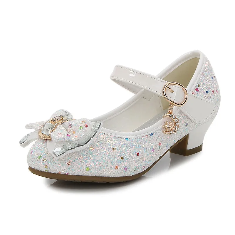 Girls Princess Sequin Heels Party Dress Shoe