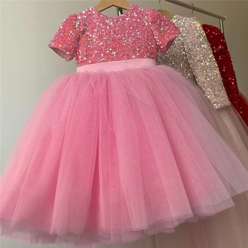 Girls Sequin Lace Tulle Gown