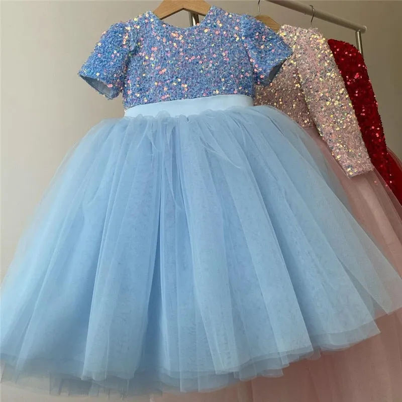 Girls Sequin Lace Tulle Gown