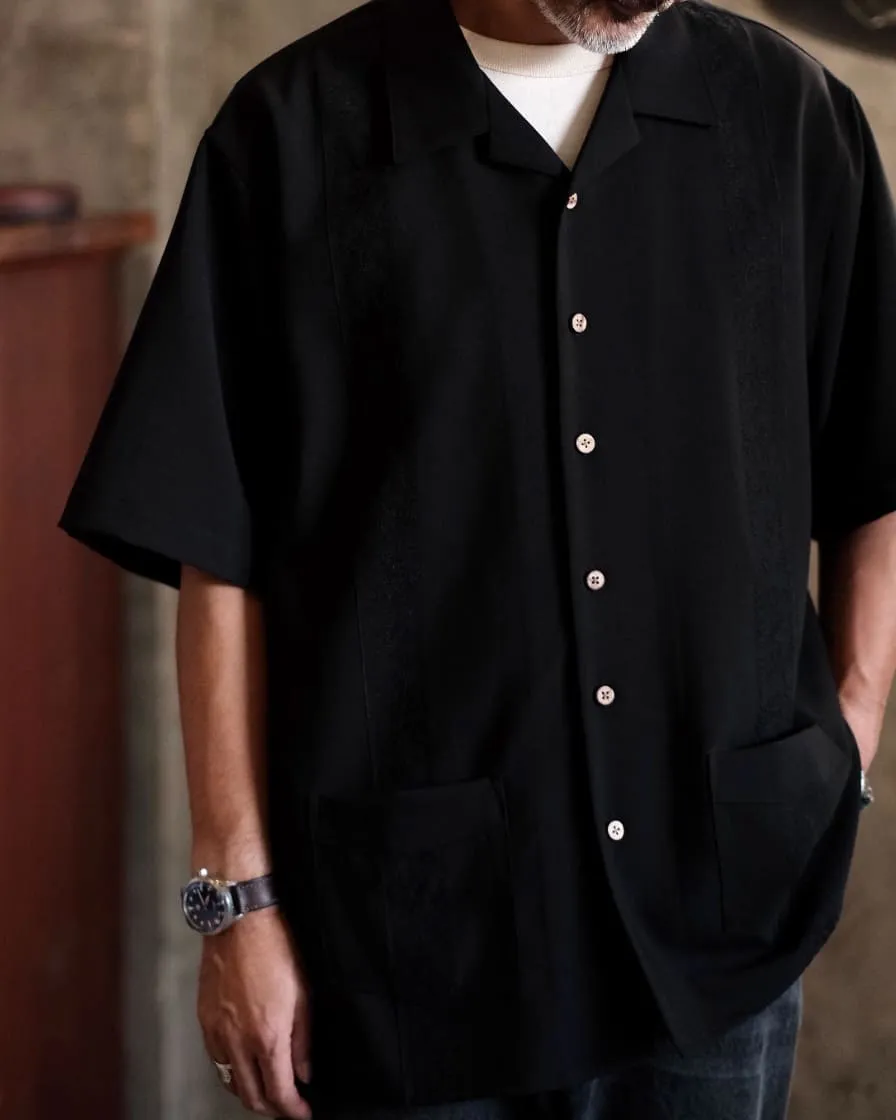 Jacquard Guayabera Shirt BLK