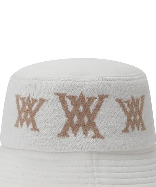 Jacquard Triple Logo Bucket Hat - White