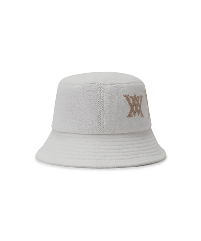 Jacquard Triple Logo Bucket Hat - White