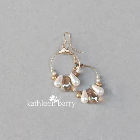 Kerryn gold hoop earrings -  white, cream or blush pink pearls