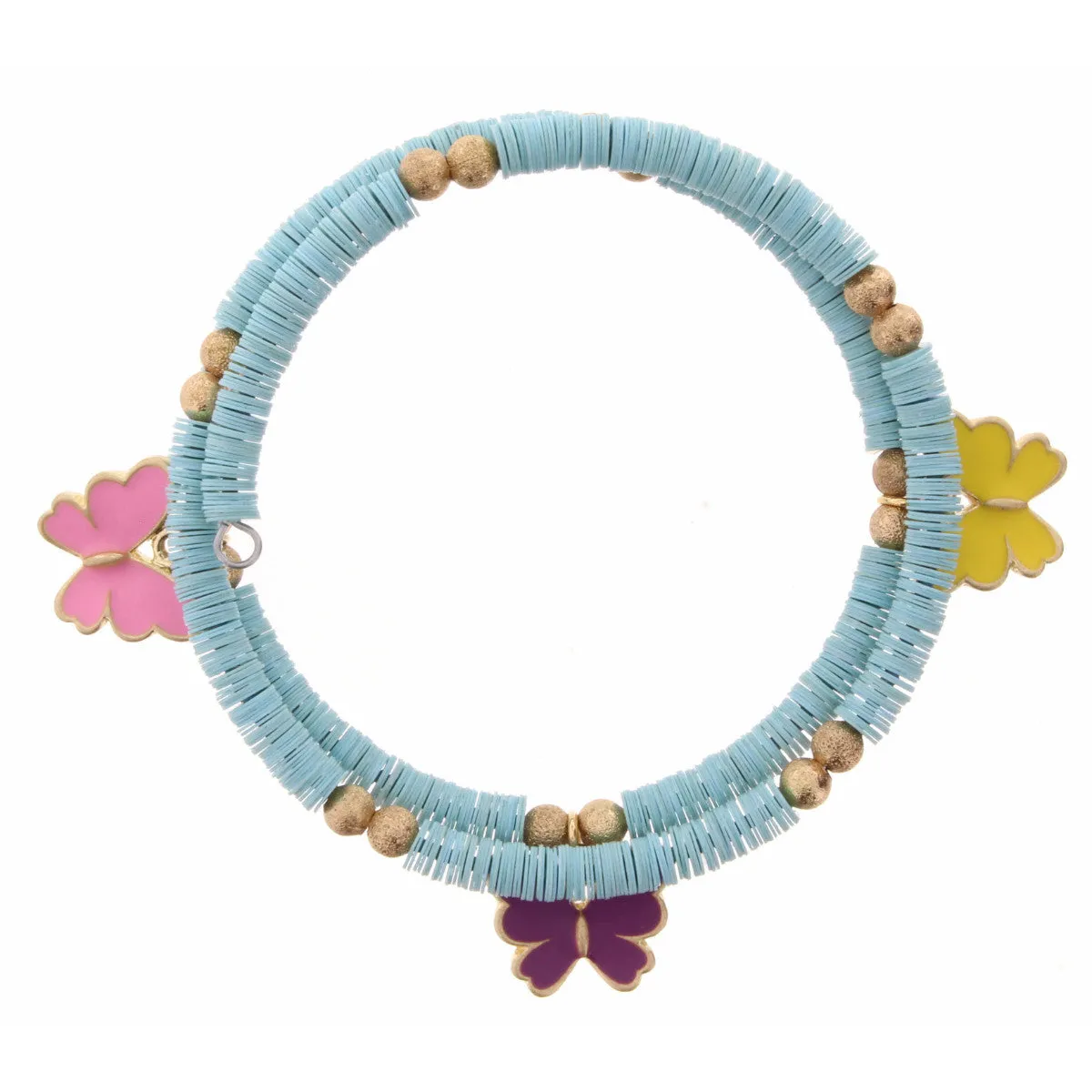 KIDS BABY BLUE SEQUIN WRAP WITH BUTTERFLY CHARMS BRACELET