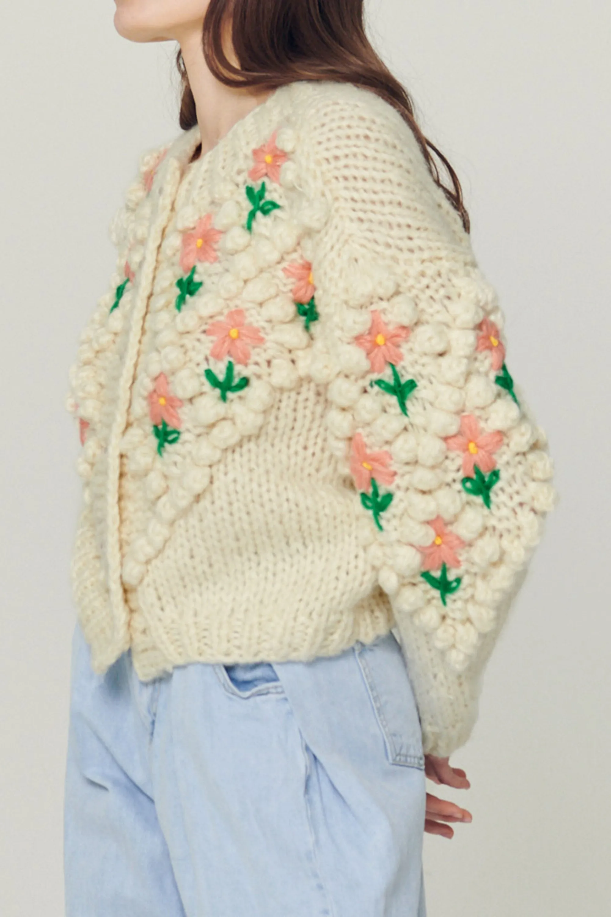 Lily Floral Embroidered Knit Cardigan