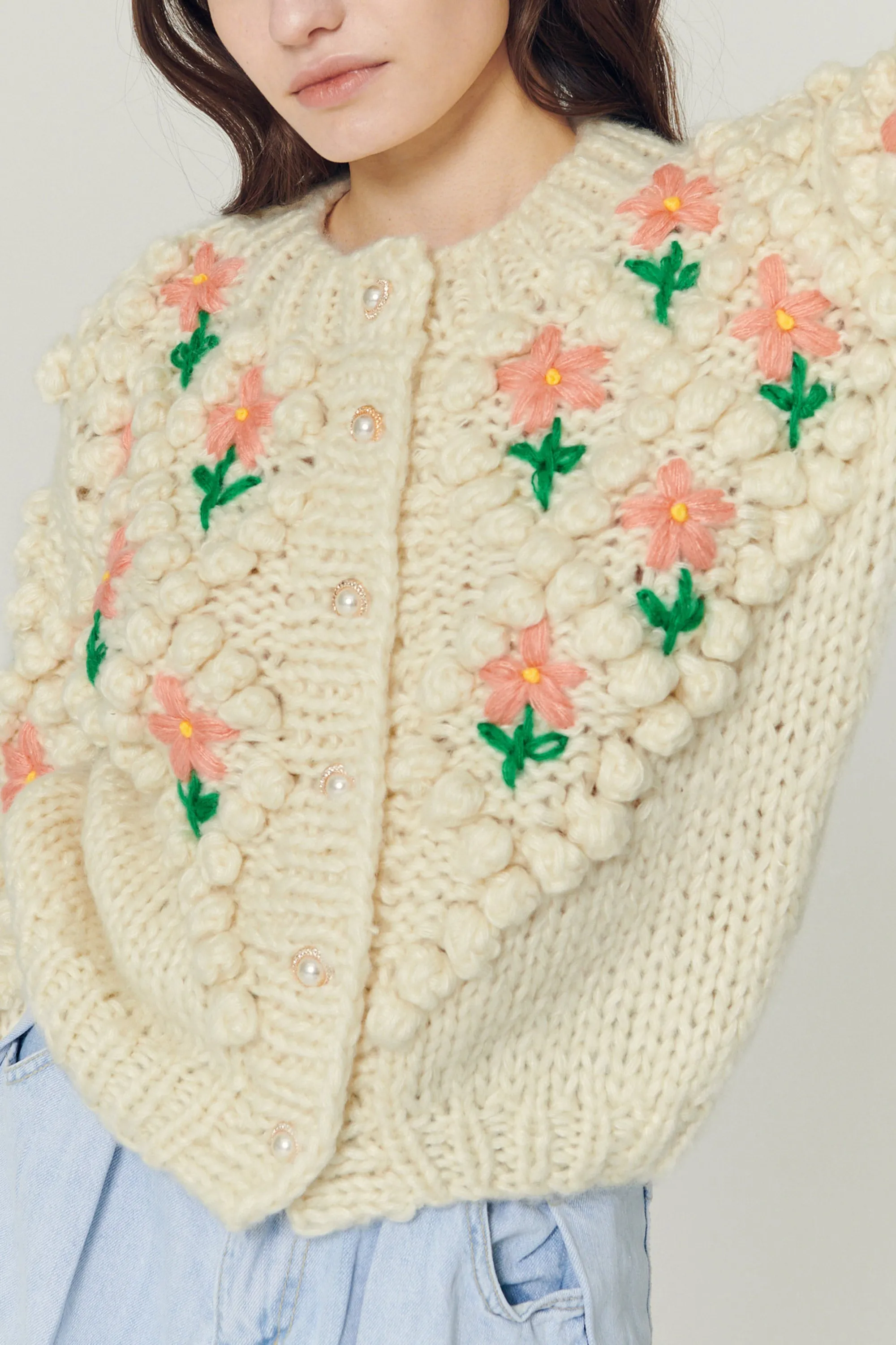 Lily Floral Embroidered Knit Cardigan