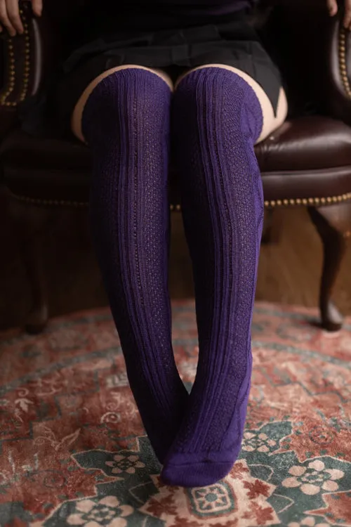 Longer Diamond Rib Knee Socks