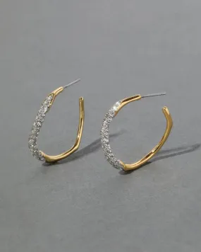 Medium Two Tone Pave Hoop Earring in Champagne