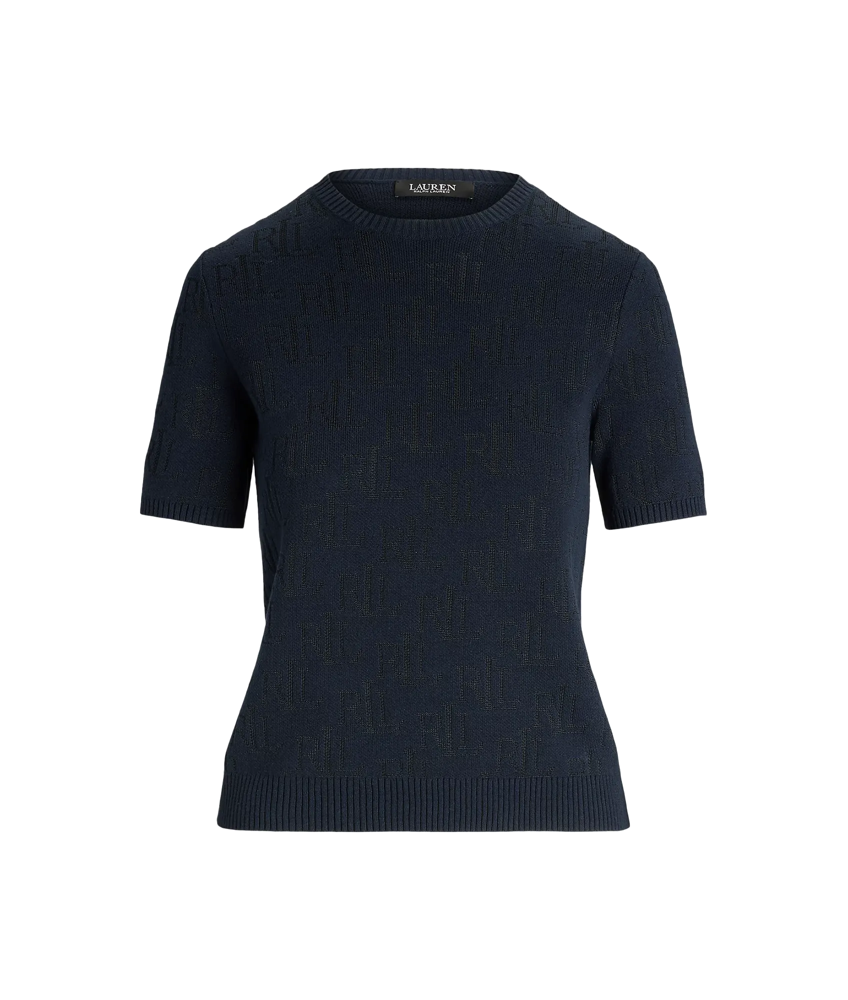 Monogram Jacquard Short-Sleeve Jumper - Navy