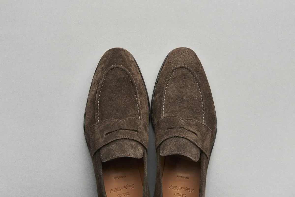 Penny Loafer in Dark Brown Suede Leather