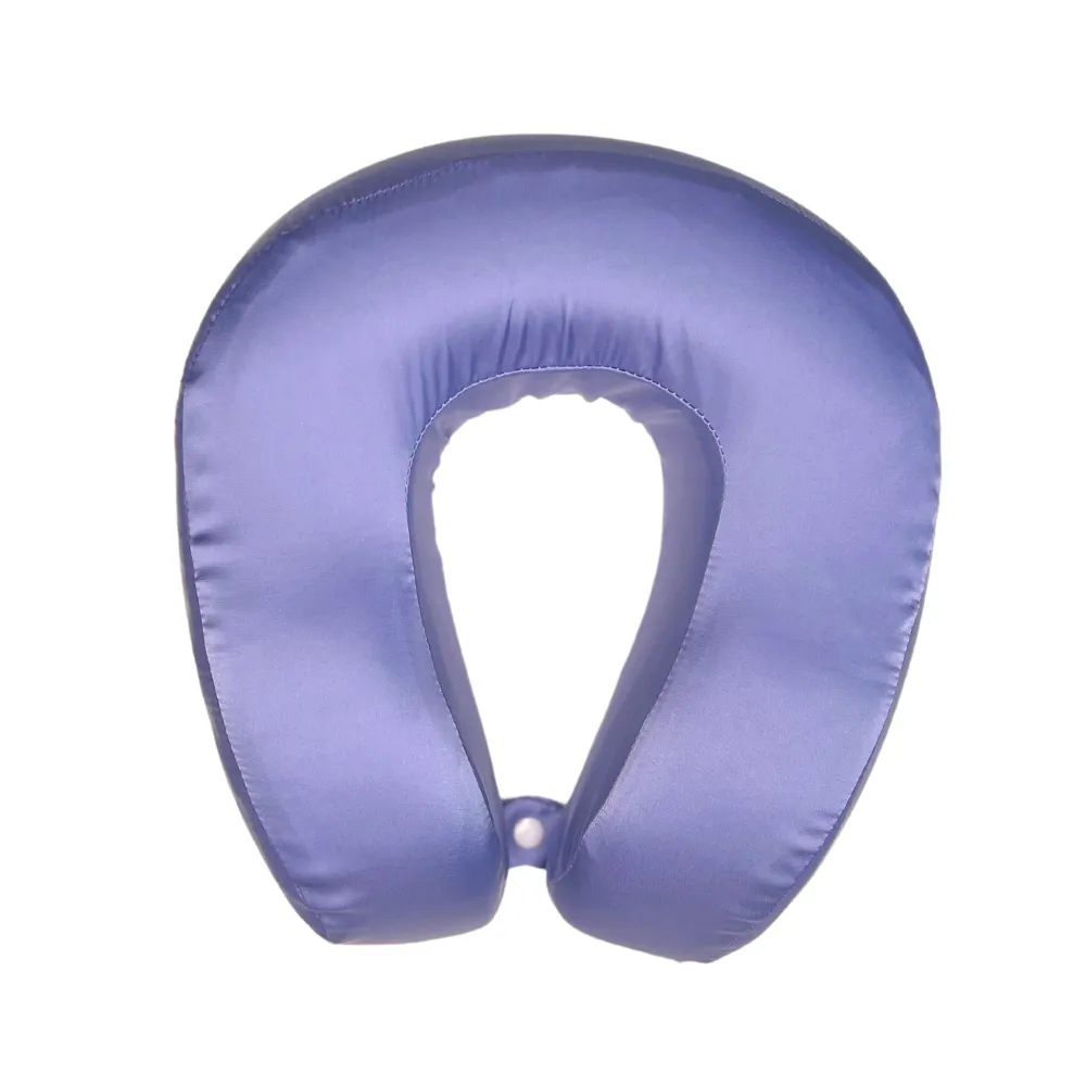 Periwinkle Satin Memory Foam Neck Pillow and Cocktails Satin Eye Mask Set