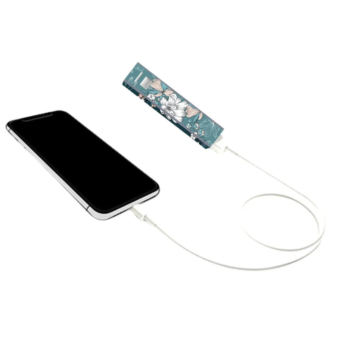 Portable Phone Charger Blue Floral