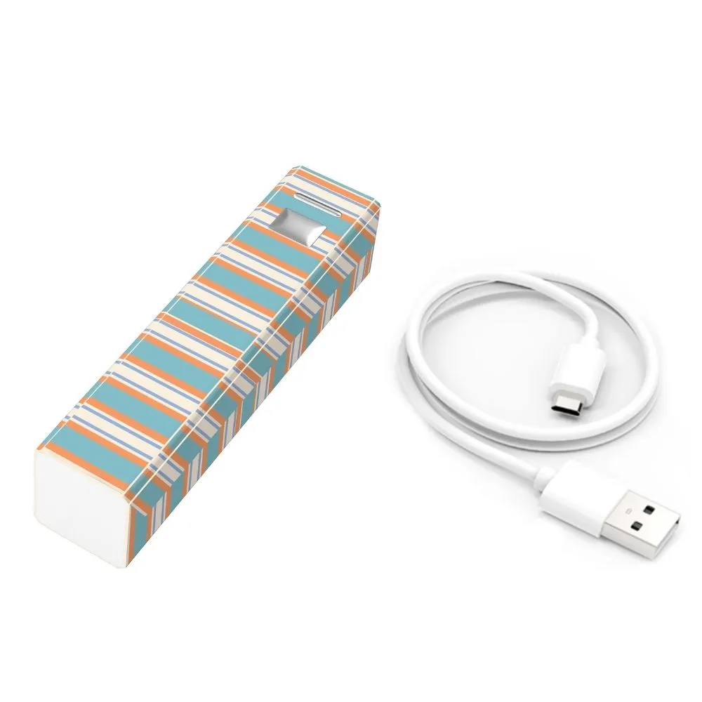 Portable Phone Charger Blue Orange Stripe