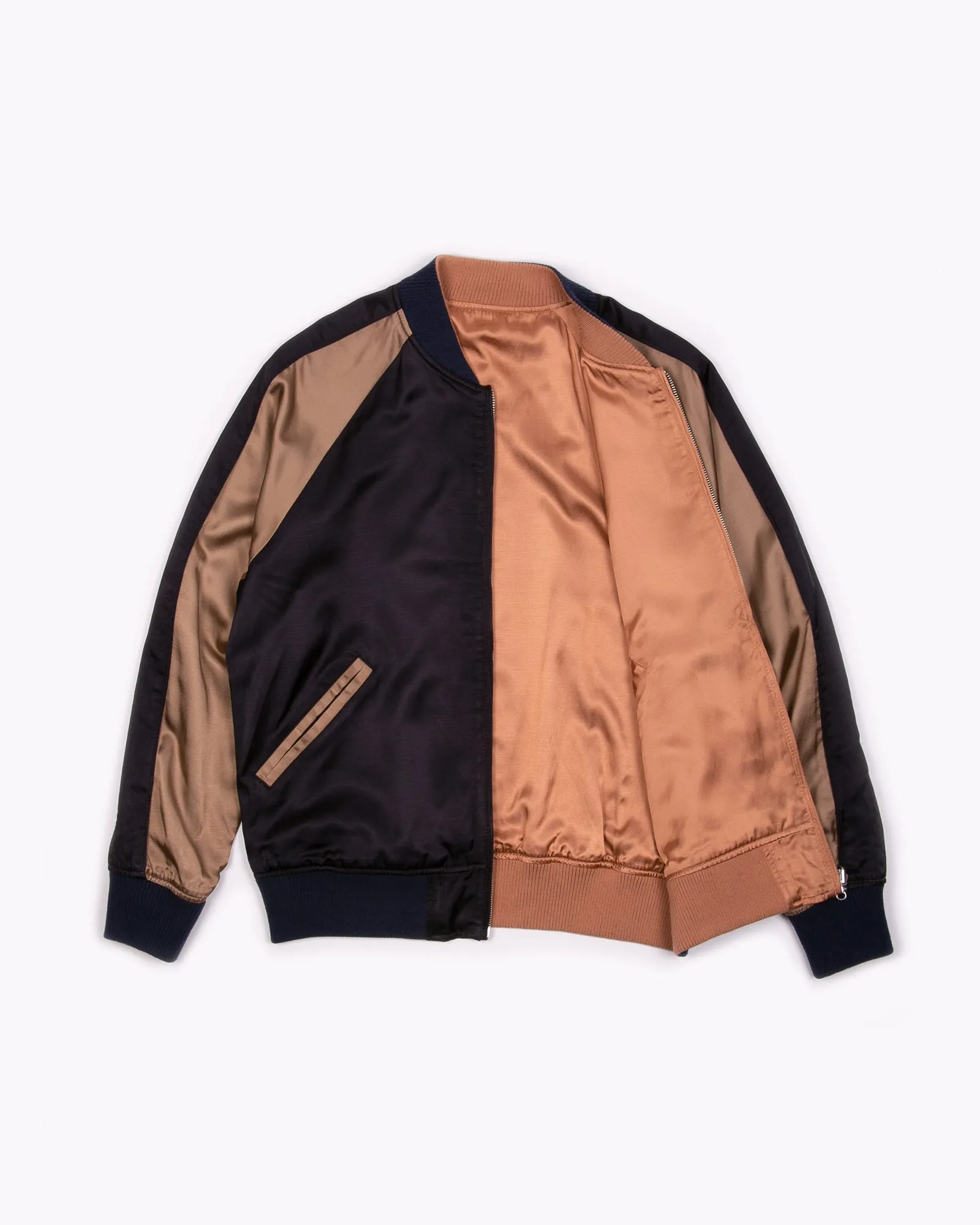 Reversible Satin Souvenir Jacket - Navy/Champagne