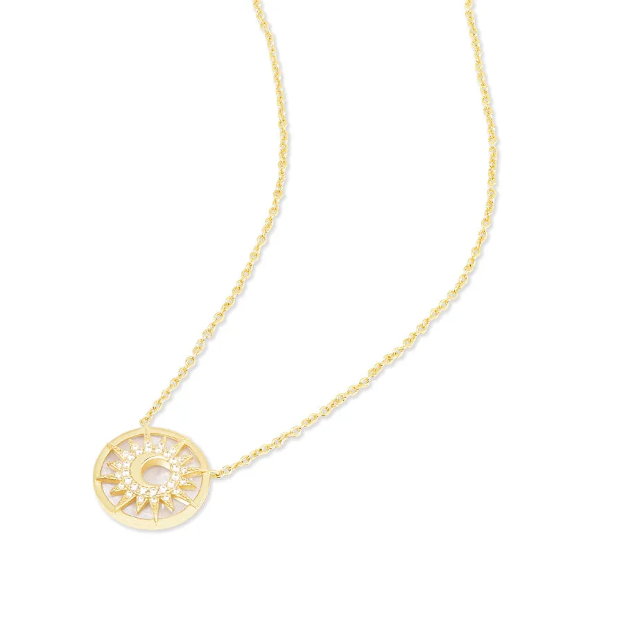 Sunlit Crescent Pearl & Gold Necklace