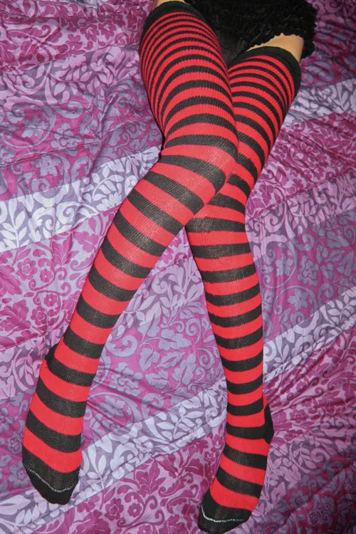 Super Stripes Longer Thigh High Socks