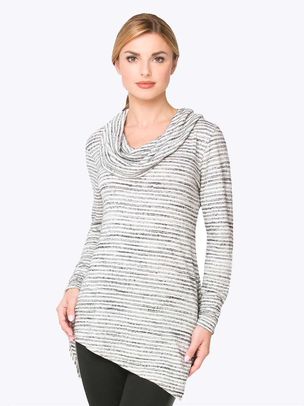 Tianello Pique Knit Jersey Jacquard "Toni Cowl Tunic"