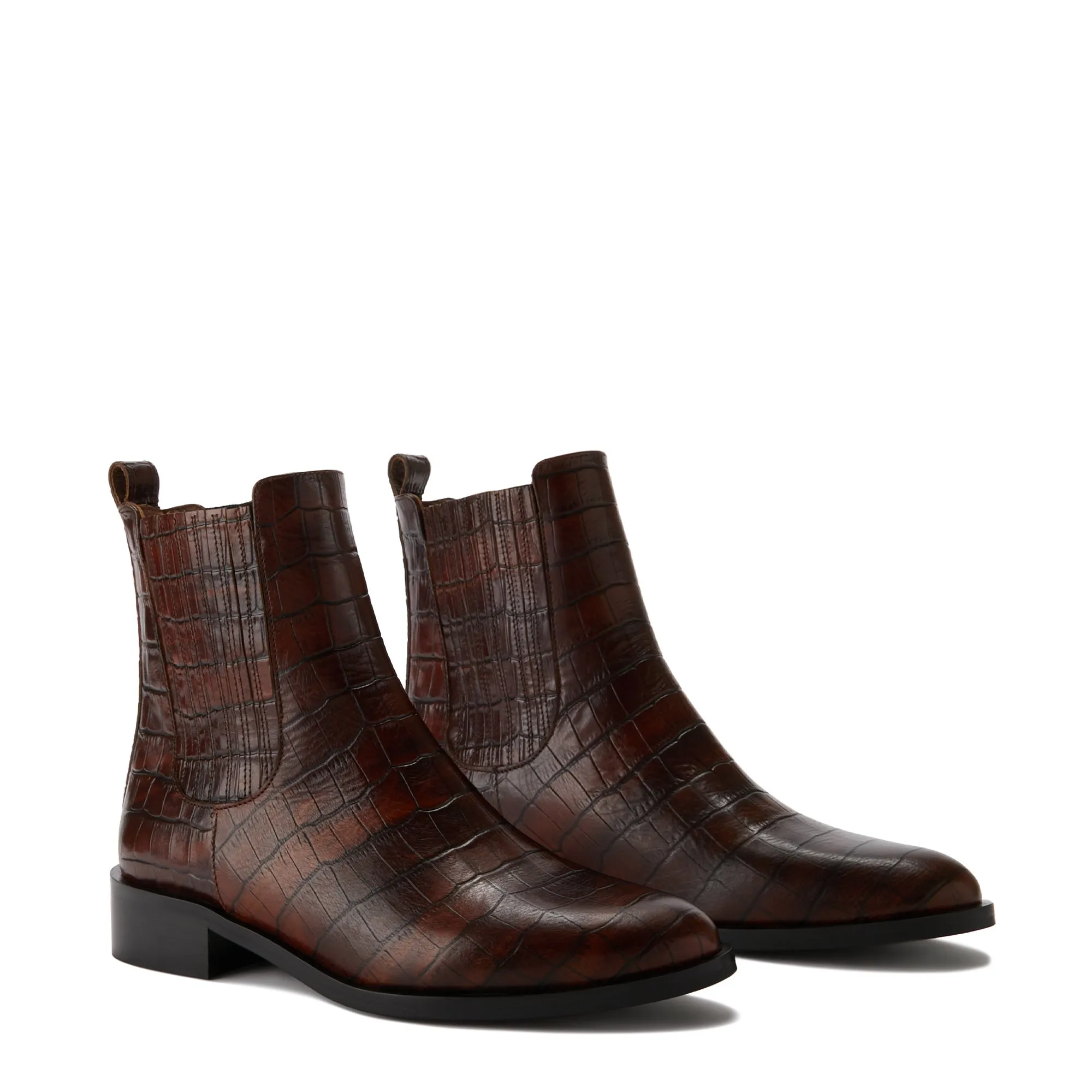 Vendôme Chey croco brown calfskin leather chelsea boots