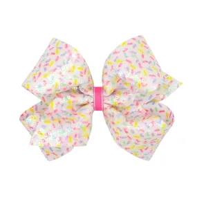 Wee Ones Sequin Birthday Print Hair Bow on Clippie